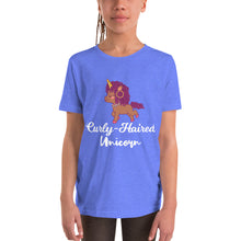 Load image into Gallery viewer, Youth Curly haired unicorn  T-Shirt
