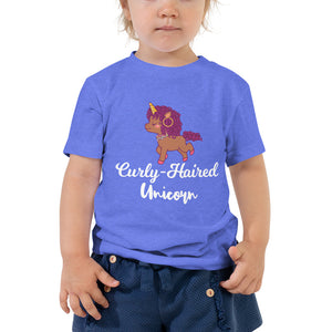 Toddler curly-haired unicorn tee