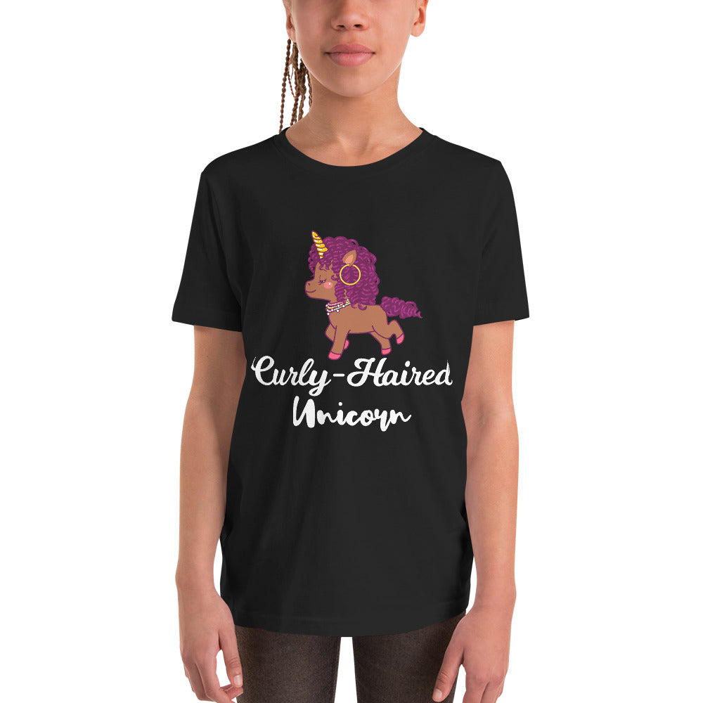 Youth Curly haired unicorn  T-Shirt