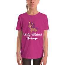 Load image into Gallery viewer, Youth Curly haired unicorn  T-Shirt
